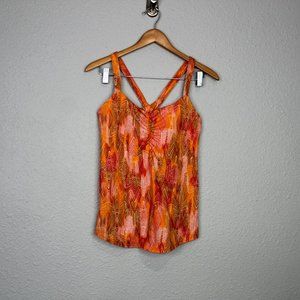 Marmot Orange and Red Tie Dye Diamond Design Tank Top sz M